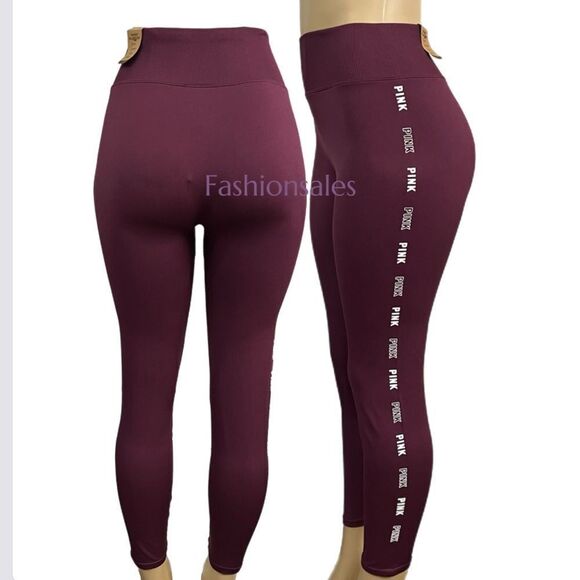 Victorias Secret PINK Seamless Workout Tight High Waist Full length burgundy - Picture 2 of 4